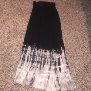 Black and gray tie dye maxi skirt